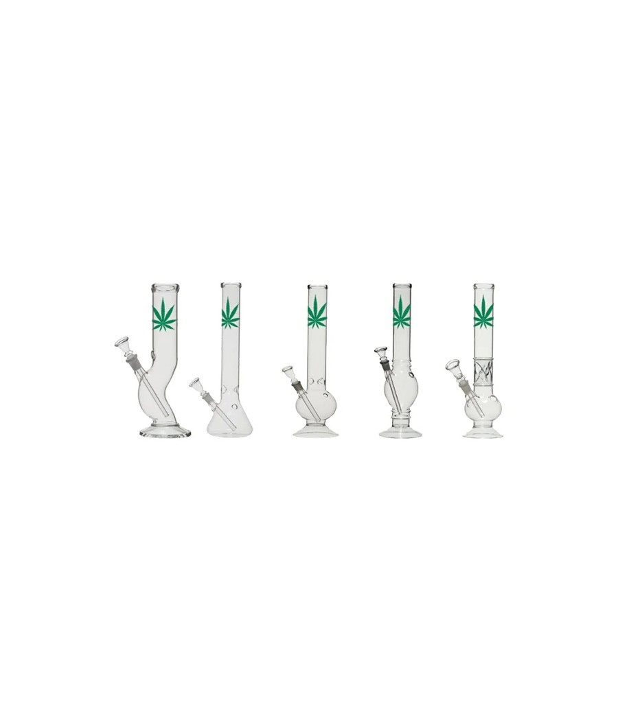 12" Small Leaf Glass Bong Mix Designs - GB-37