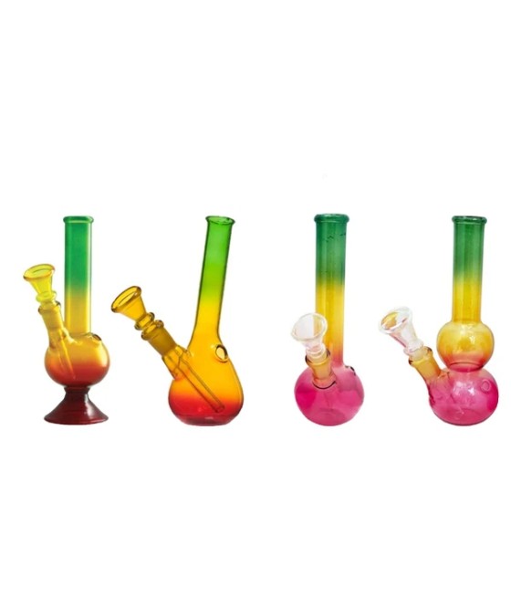 10 x 8" Rasta Colour Small Glass Bong - GB49