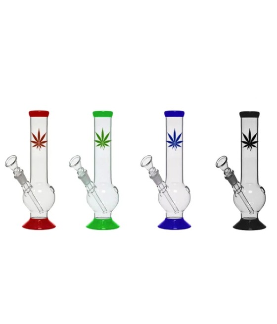 12 x 8" Small Leaf Design Glass Bong - GB48