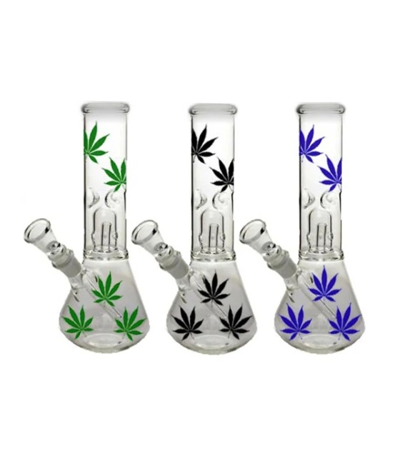 12" Large Leaf Designed Glass Bong - GB-85