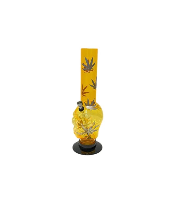 14" Leaf Print Skull Design Acrylic Bong - FAP-15 (GS2075)
