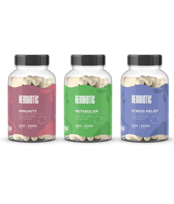 Hembiotic 5000mg Bulk Functional CBD Capsules - 200 Caps