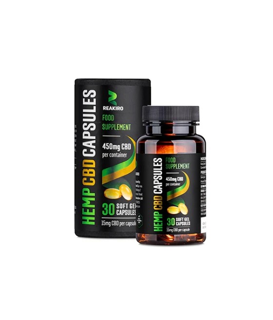 Reakiro 450mg Full Spectrum CBD Soft Gel Capsules - 30 Caps (BUY 1 GET 1 FREE)