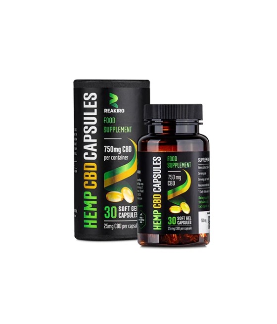 Reakiro 750mg Full Spectrum CBD Soft Gel Capsules - 30 Caps (BUY 1 GET 1 FREE)