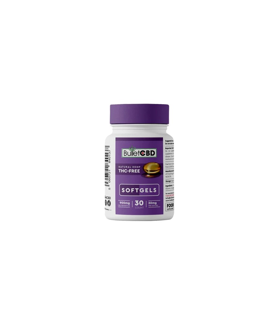 Bullet CBD 900mg Natural Hemp CBD Soft Gel Capsules - 30 Caps