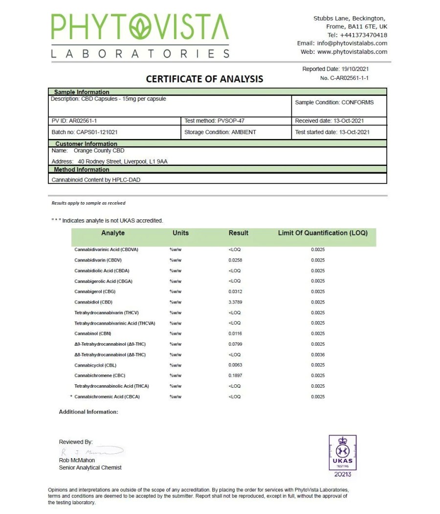 Orange County CBD 450mg Full Spectrum CBD Capsules - 30 Caps