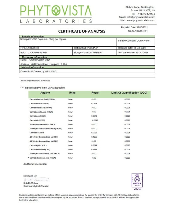 Orange County CBD 3600mg Full Spectrum CBD Capsules - 60 Caps