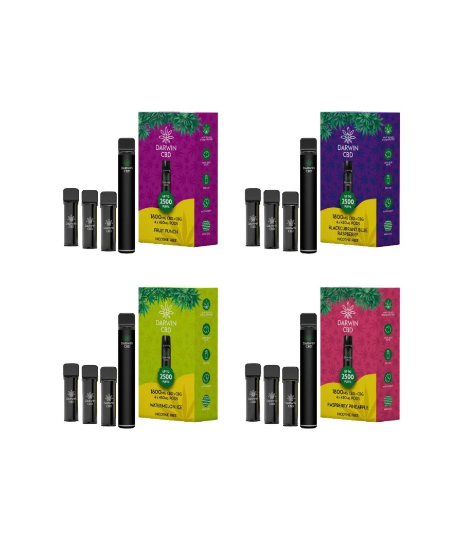 1800mg Darwin CBD + CBG 4 in 1 Pod Vape Kit 2500 Puffs