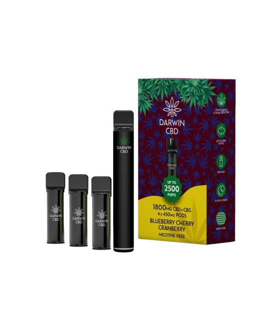 1800mg Darwin CBD + CBG 4 in 1 Pod Vape Kit 2500 Puffs