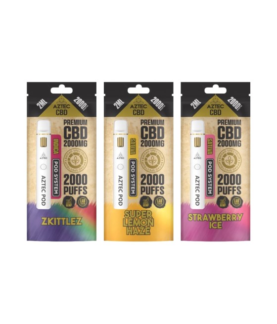 Aztec CBD 2000mg Broad Spectrum Starter Pro Pod Vape Kit 2000 Puffs