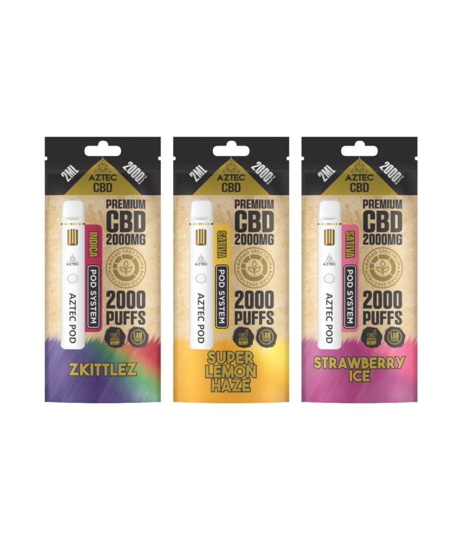 Aztec CBD 2000mg Broad Spectrum Starter Pro Pod Vape Kit 2000 Puffs