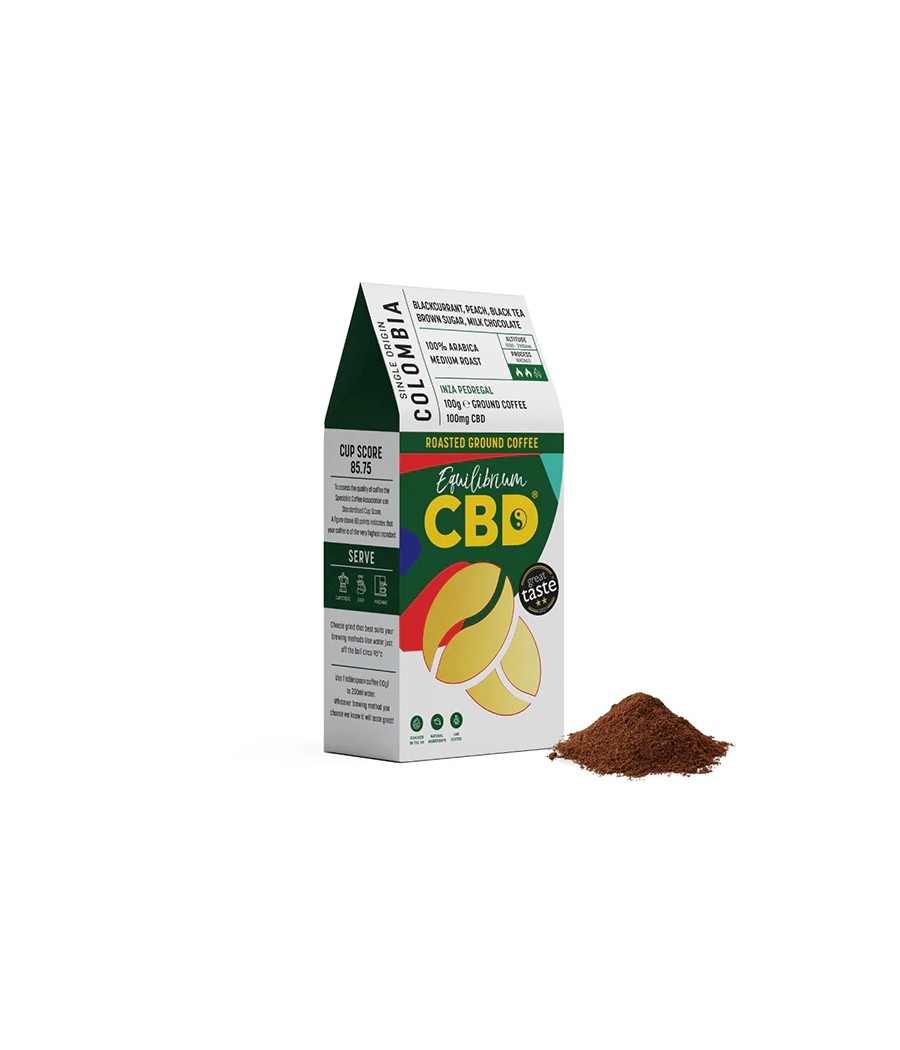 Equilibrium CBD 100mg Full Spectrum Ground Coffee Beans - 100g (Buy 1 Get 1 Free)