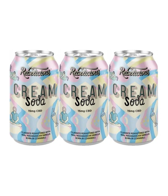 12 x Rebelicious 15mg CBD Cream Soda Sparkling Soft Drink - 330ml