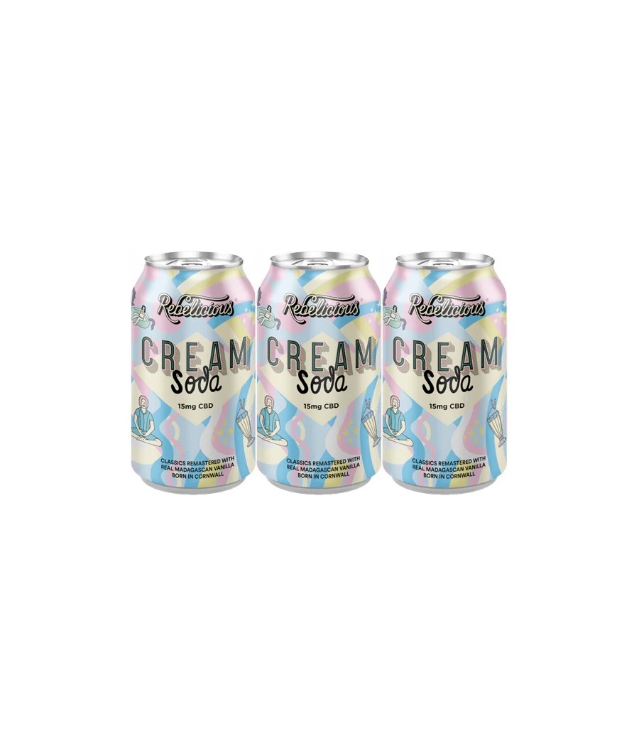 12 x Rebelicious 15mg CBD Cream Soda Sparkling Soft Drink - 330ml