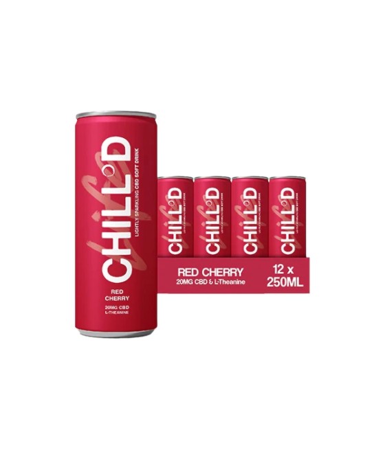 12 x CHILL°D 20mg CBD Sparkling Drink 250ml Red Cherry