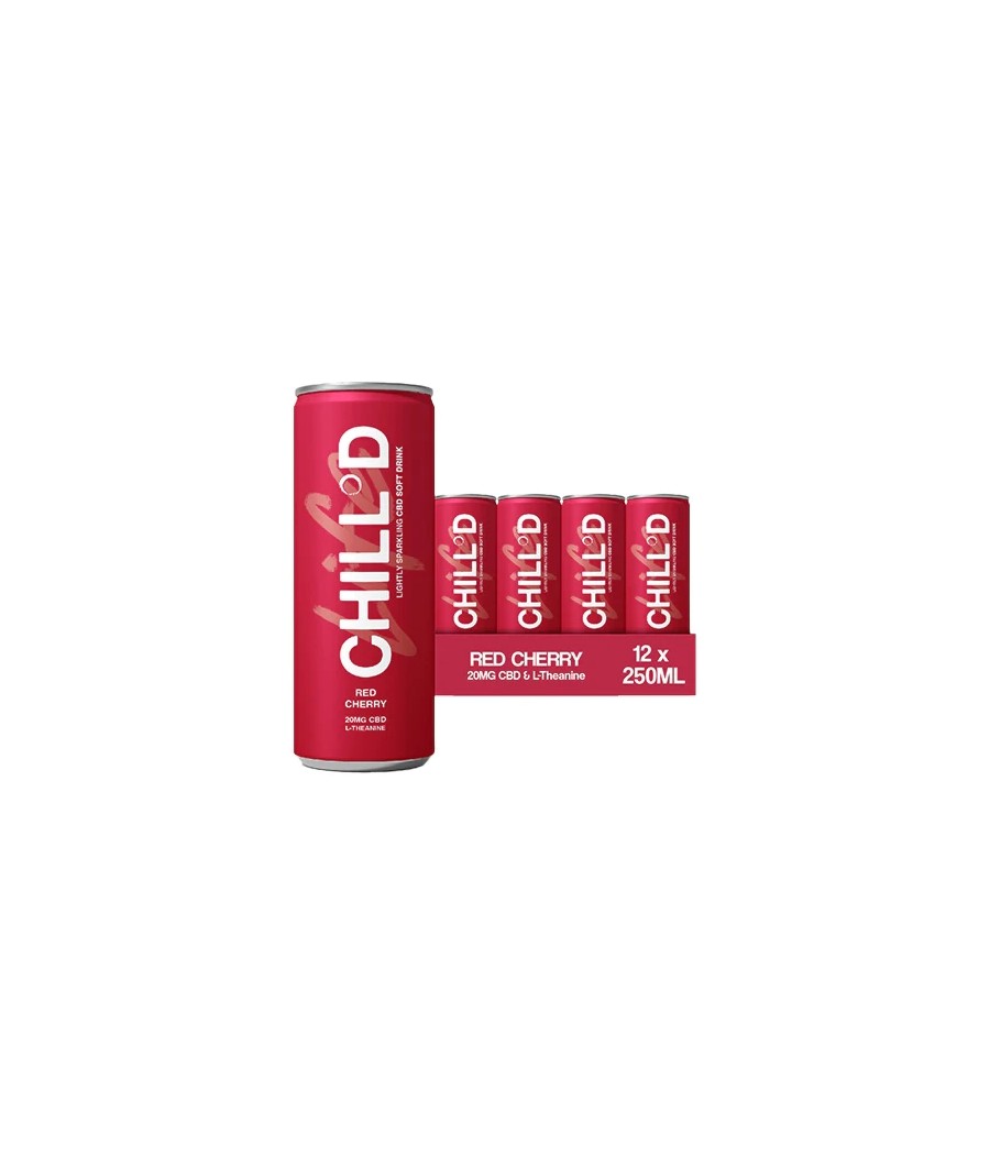 12 x CHILL°D 20mg CBD Sparkling Drink 250ml Red Cherry