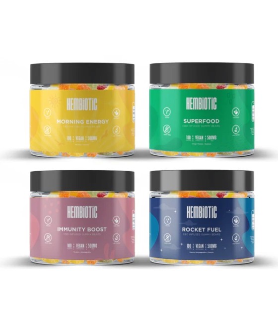 Hembiotic 500mg Functional CBD Gummy Bears - 100g