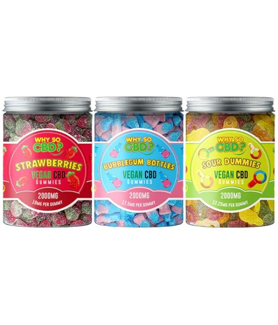 Why So CBD? 2000mg Broad Spectrum CBD Large Vegan Gummies - 11 Flavours