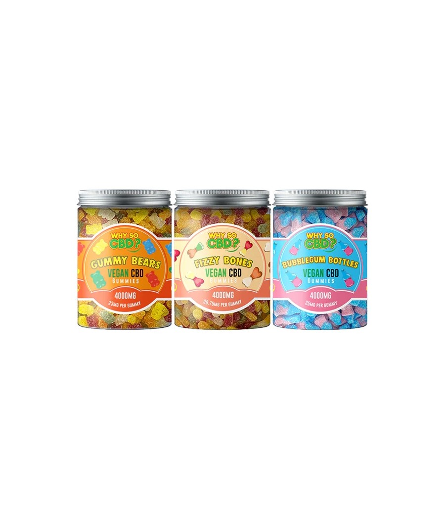 Why So CBD? 4000mg Broad Spectrum CBD Large Vegan Gummies - 11 Flavours