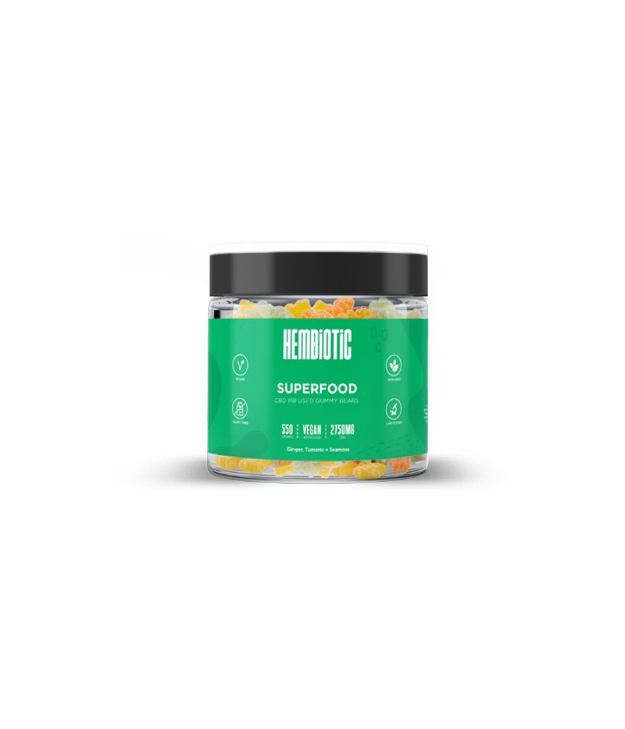 Hembiotic 2750mg Bulk Functional CBD Gummy Bears - 550g