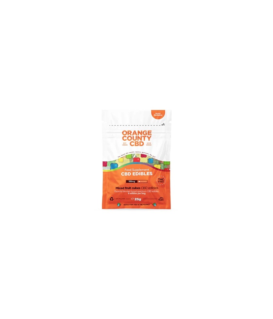 Buy Orange County CBD 100mg Mini CBD Gummy Cubes - 6 Pieces | Express CBD UK