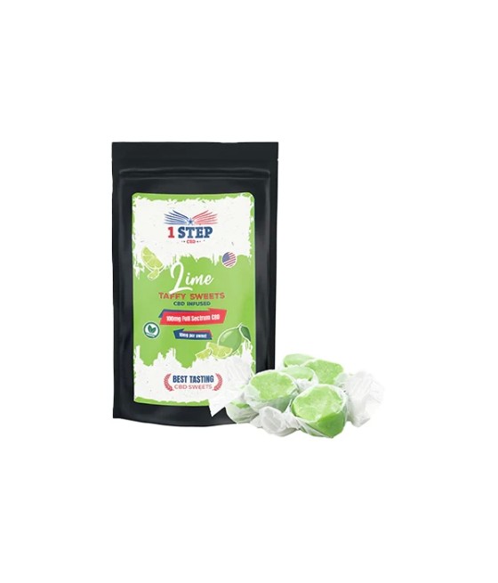 1 Step CBD 100mg Full Spectrum CBD Lime Taffy Grab Bag - 60g