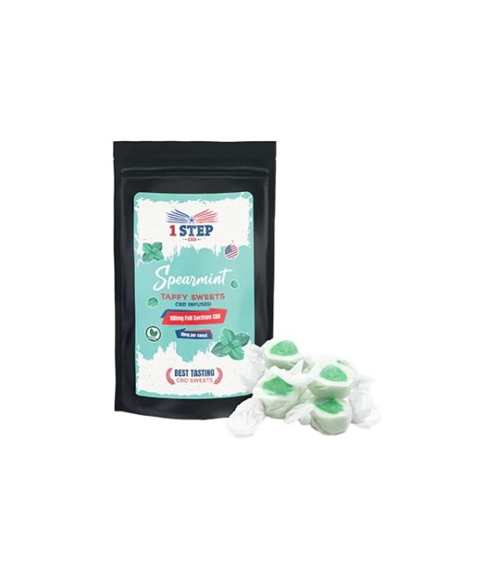1 Step CBD 100mg Full Spectrum CBD Spearmint Taffy Grab Bag - 60g