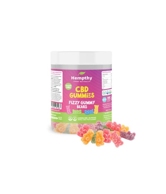 Hempthy 1200mg CBD Fizzy Gummy Bears - 40 pieces