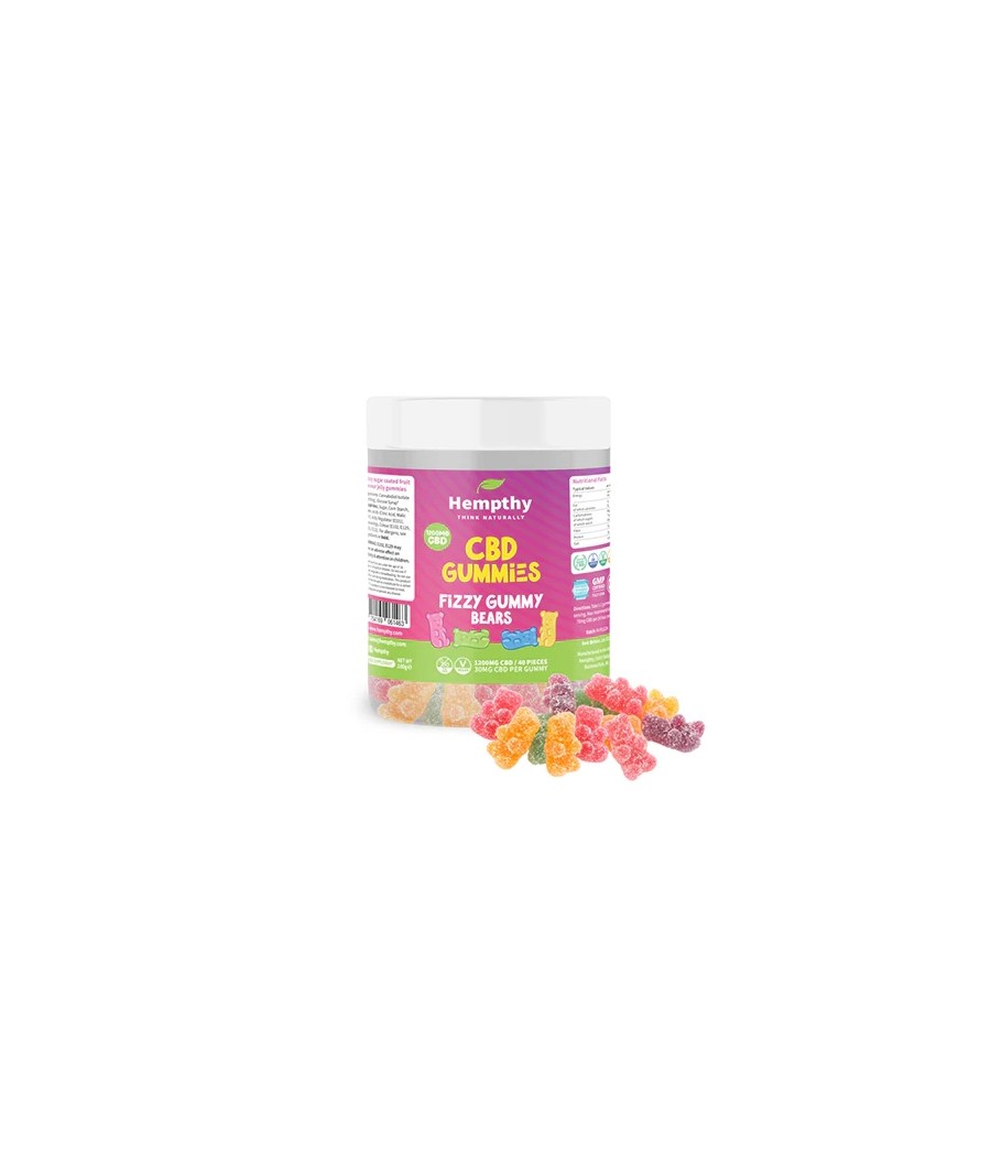 Hempthy 1200mg CBD Fizzy Gummy Bears - 40 pieces