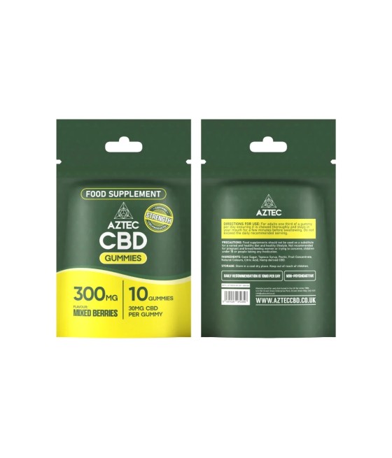 300mg Aztec CBD Gummies Mixed Berries - 10 Pcs