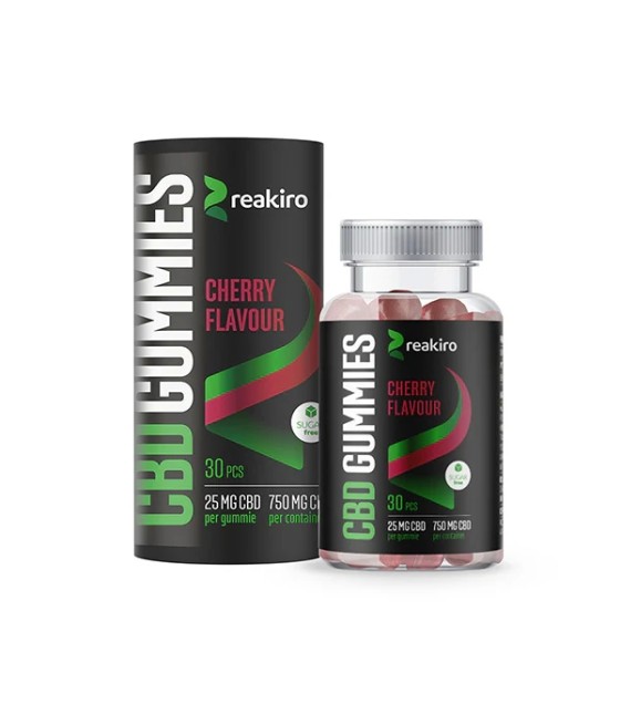 Reakiro 750mg Full Spectrum CBD Cherry Vegan Gummies - 30 Pieces