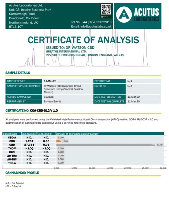 Dr Watson 100mg CBD Hemp Gummies Pack of 4