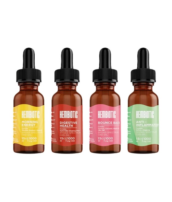 Hembiotic 1000mg Broad-Spectrum Functional CBD Oil - 15ml