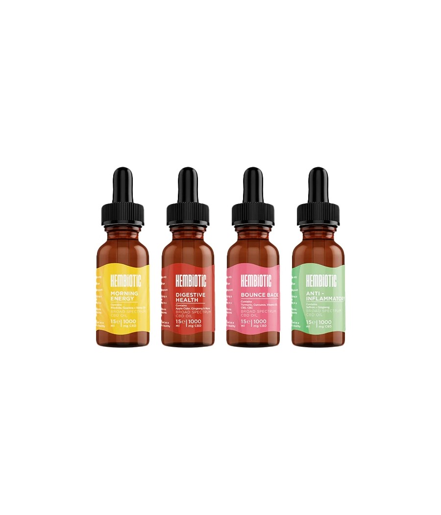 Hembiotic 1000mg Broad-Spectrum Functional CBD Oil - 15ml
