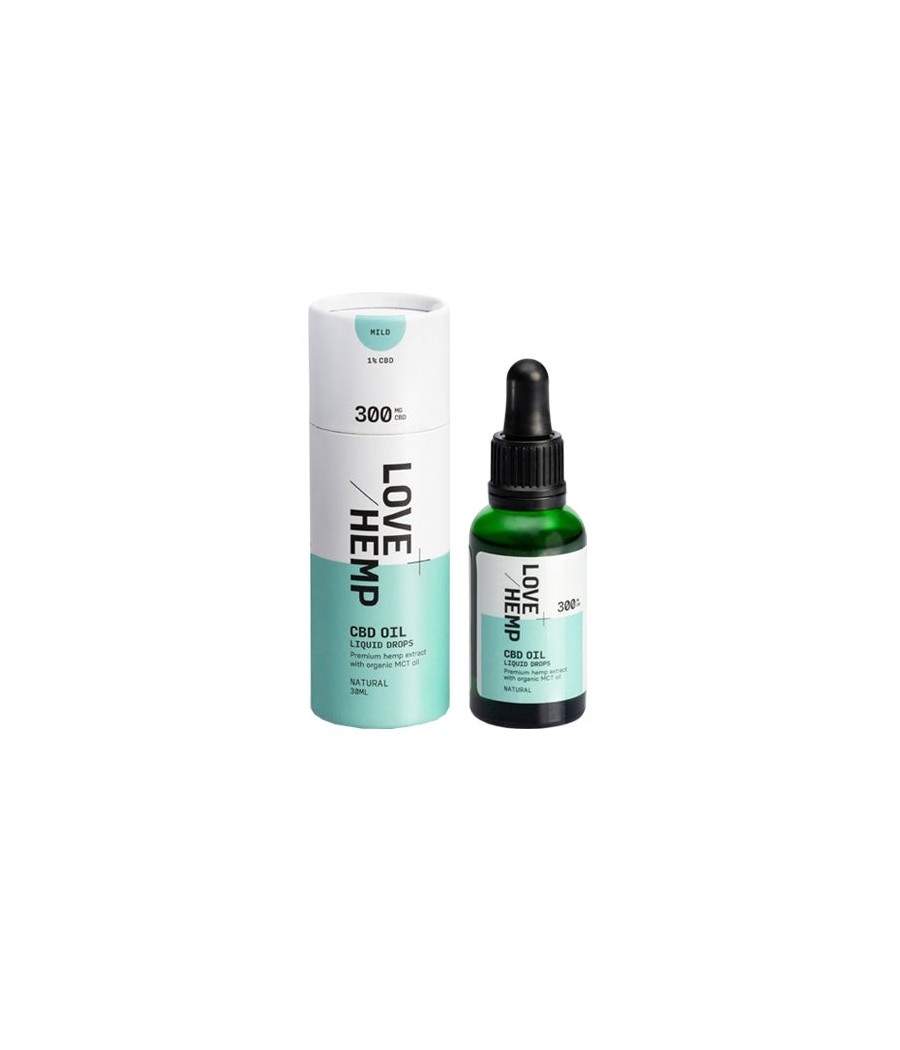 Buy 300mg Natural 1% CBD Oil Drops - 30ml | Love Hemp