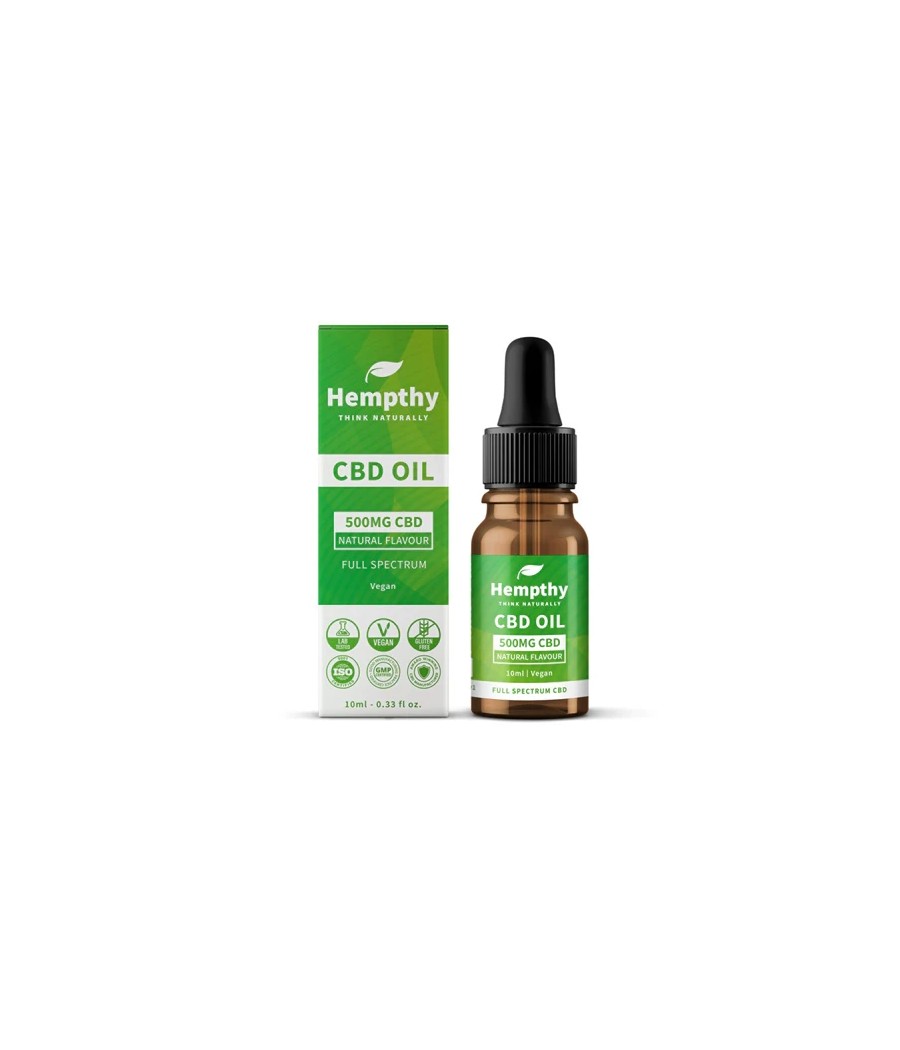 Hempthy 500mg CBD Oil Full Spectrum Natural - 10ml