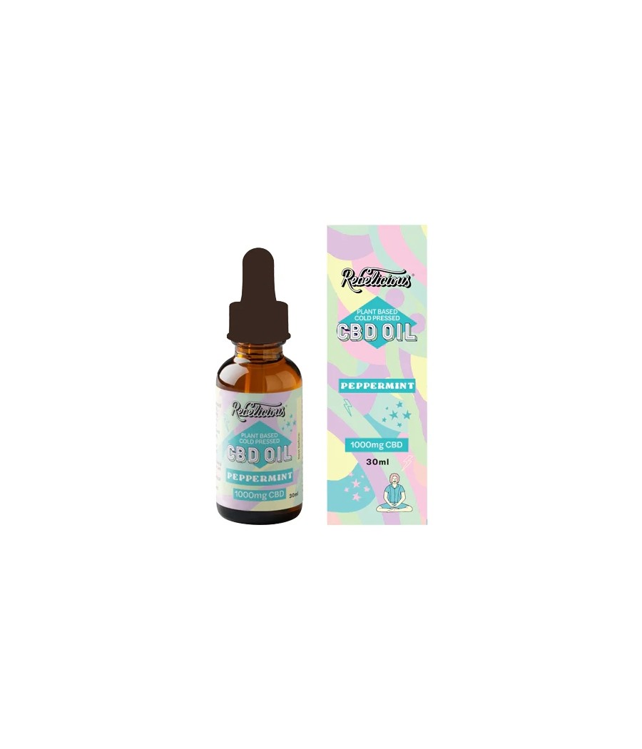 Rebelicious 1000mg Peppermint Plant Based Cold Pressed CBD Oil - 30ml