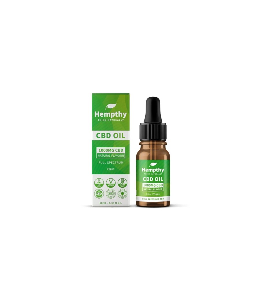 Hempthy 1000mg CBD Oil Full Spectrum Natural -  10ml