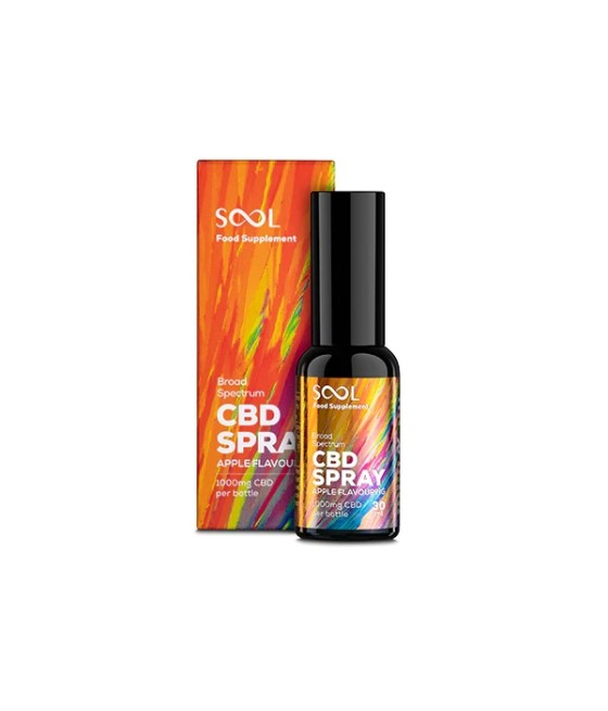 SOOL 1000mg CBD Blood Apple Flavour Spray 30ml (BUY 1 GET 1 FREE)