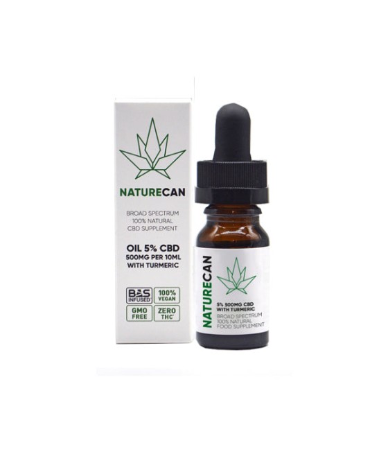 Buy 5% 500mg CBD Turmeric Broad Spectrum MCT Oil 10ml | Naturecan