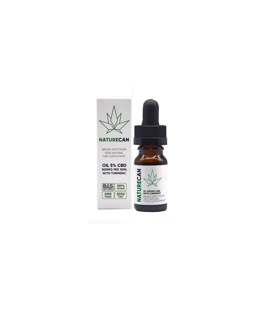 Buy 5% 500mg CBD Turmeric Broad Spectrum MCT Oil 10ml | Naturecan