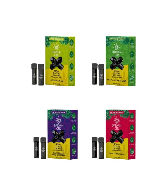 900mg Darwin CBD Prefilled Replacement Pods 1200 Puffs - 2 Pcs