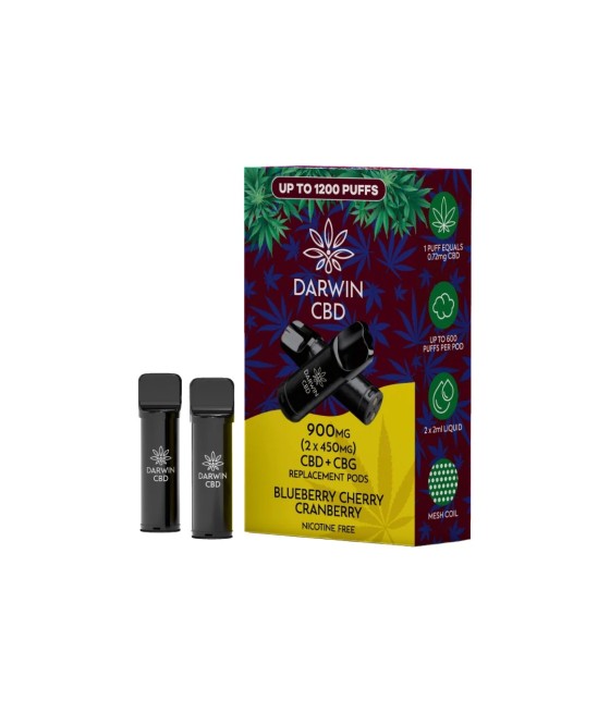 900mg Darwin CBD Prefilled Replacement Pods 1200 Puffs - 2 Pcs