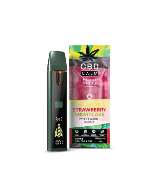 CBD Calm CANNABLITZ 1800mg CBD + CBG + CBC Prefilled Pod Vape Kit