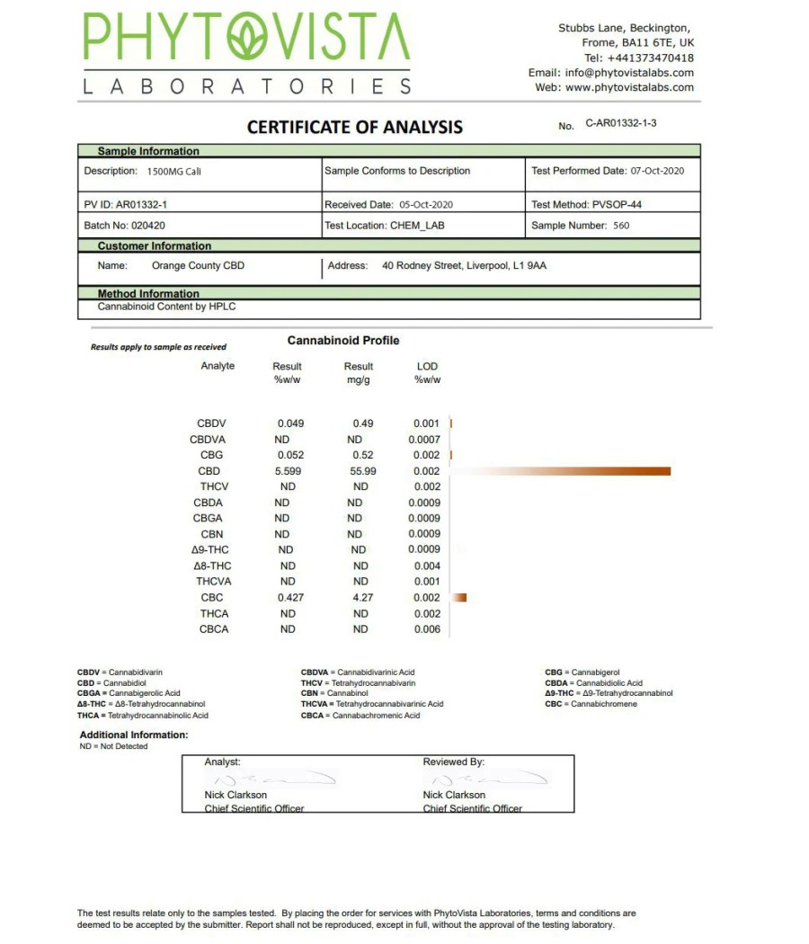 Orange County CBD Cali Range 2500mg CBD 50ml E-liquid (60VG/40PG)