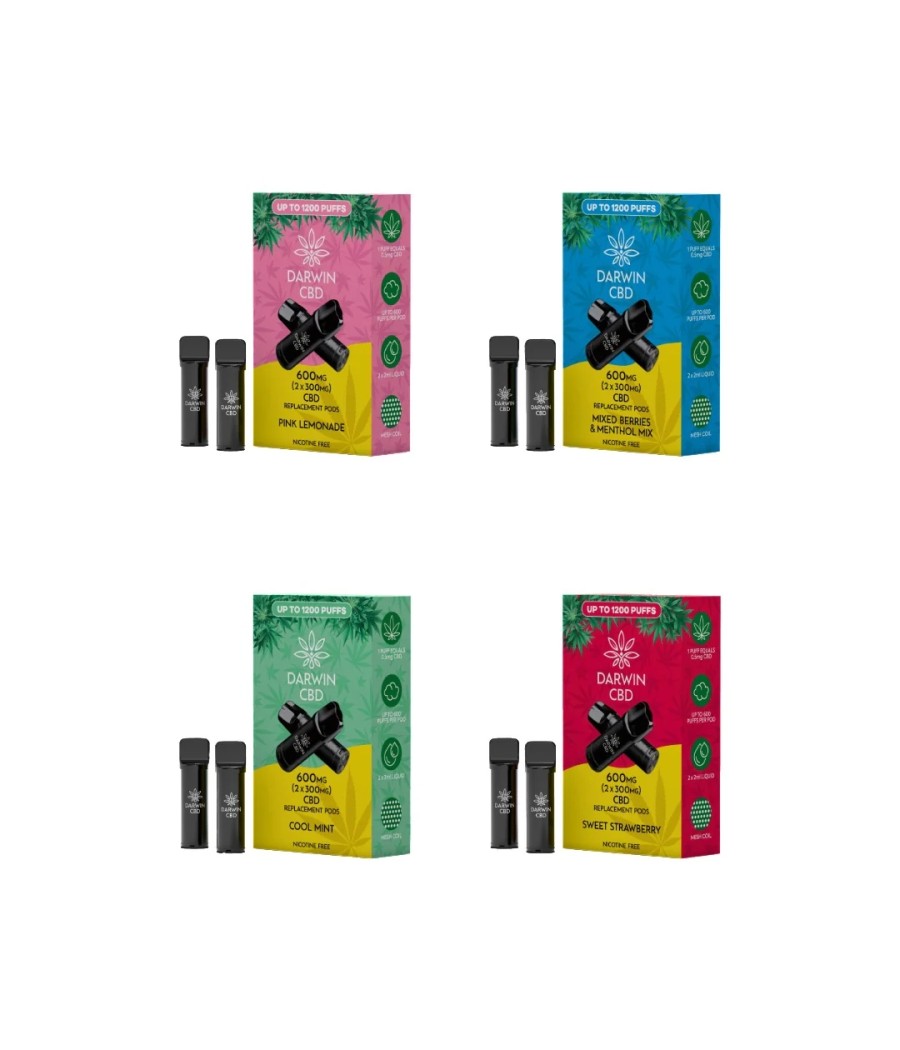 600mg Darwin CBD Prefilled Replacement Pods 1200 Puffs - 2 Pcs