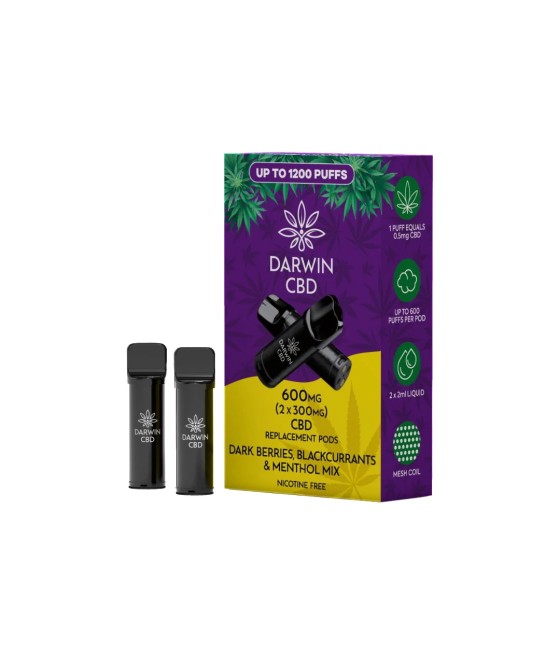 600mg Darwin CBD Prefilled Replacement Pods 1200 Puffs - 2 Pcs
