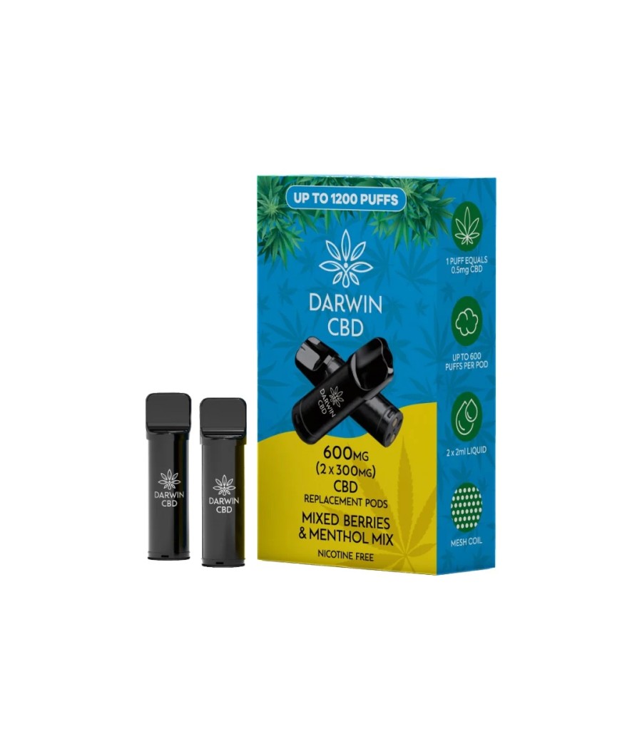 600mg Darwin CBD Prefilled Replacement Pods 1200 Puffs - 2 Pcs