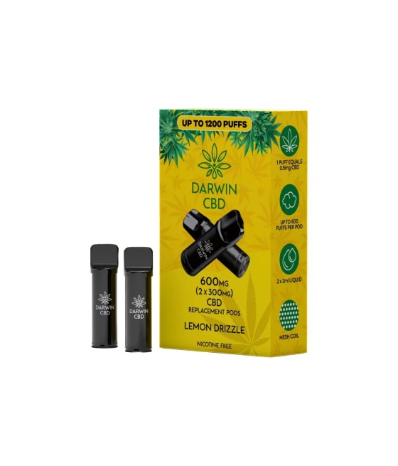 600mg Darwin CBD Prefilled Replacement Pods 1200 Puffs - 2 Pcs