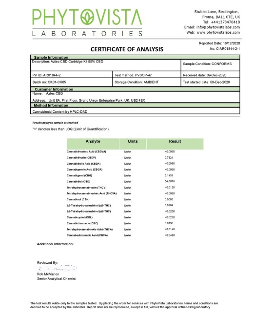 Aztec CBD 2 x 1000mg Cartridge Kit - 1ml